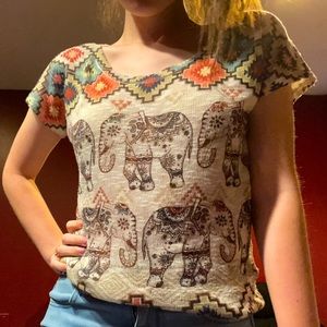 Beige Elephant Pattern Top